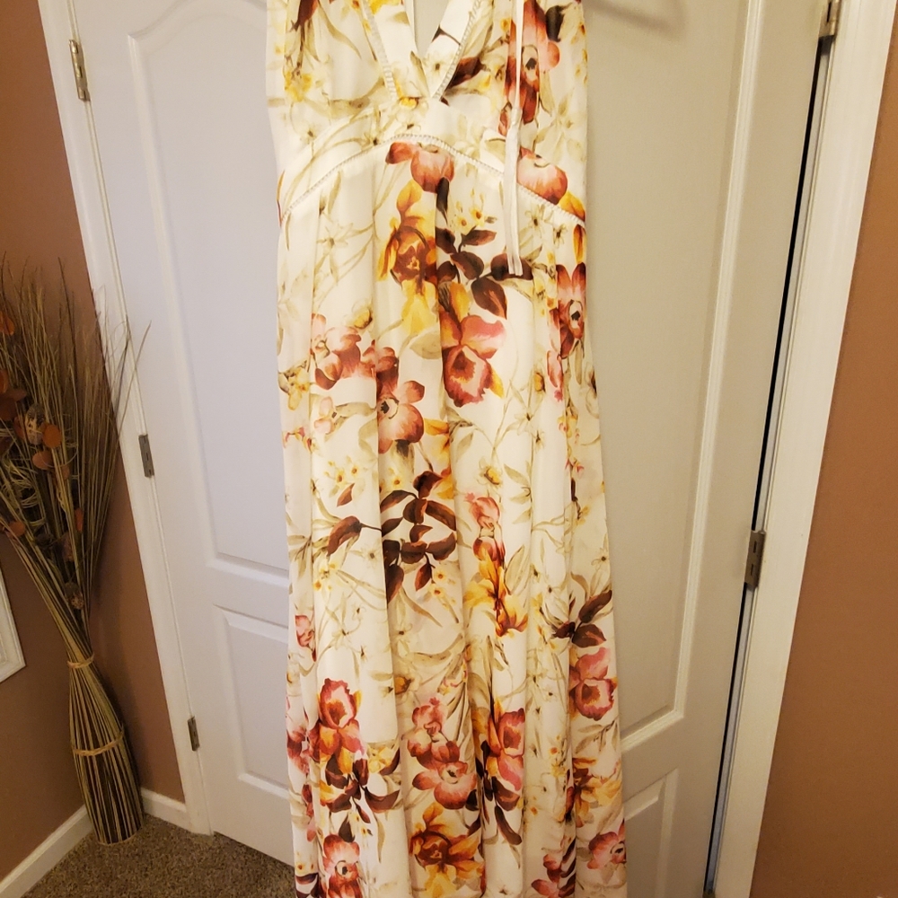 Floral High low halter tie dress